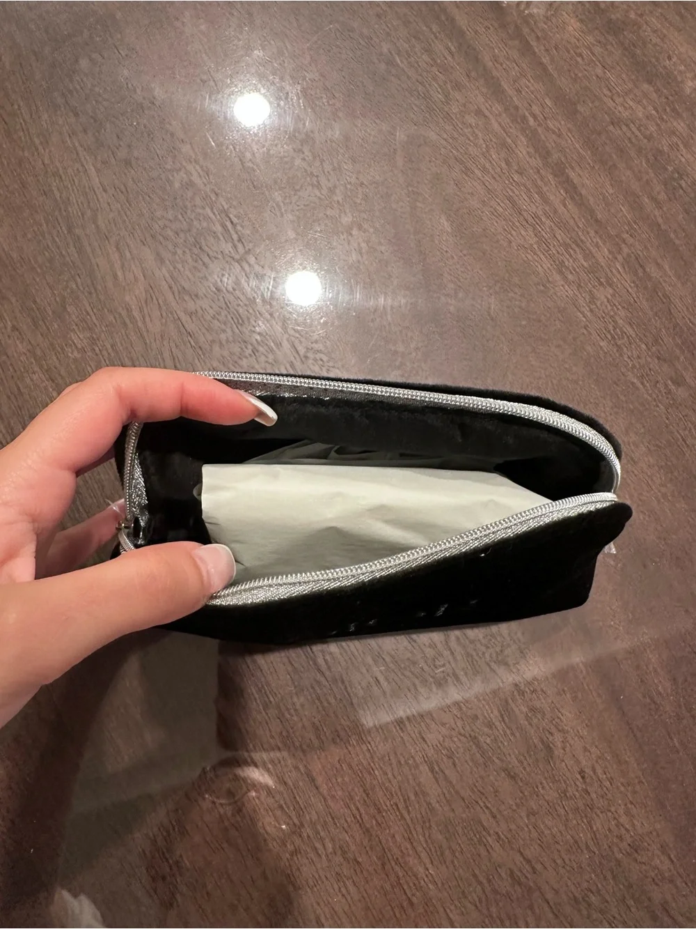 Dior Black Velvet Embossed Logo Pouch